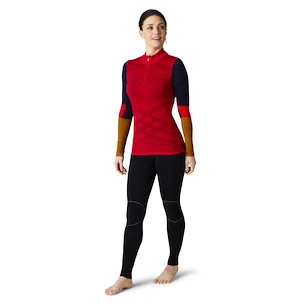 Damen T-Shirt Smartwool  W Intraknit Merino 200 Colorblck 1/4 Zip pomegranate