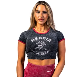 Damen Tank-Top Nebbia NEBBIA x OLYMPIA Washed Crop Top GOLDEN AGE 782 black