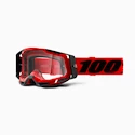 Downhill-Schutzbrille 100% Racecraft 2 Goggle Rot - Klarglas