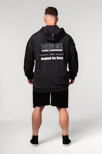 Herren Hoodie Nebbia  Washed-off Zip Up Hoodie GYM BRO Black M