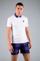 Herren T-Shirt Hydrogen  Tartan Zipped Tech Polo White (Purple/Black)