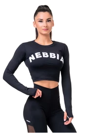 Nebbia Sporty Hero Crop Top mit langen Ärmeln schwarz