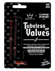 Tubeless-Ventil PEATY'S  X chris king (mk2) red tubeless valves - 80mm (ptv2-80-red-12)