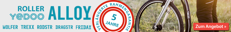 Verlängerte Rahmengarantie 5 Jahre für Roller Yedoo Alloy Collection