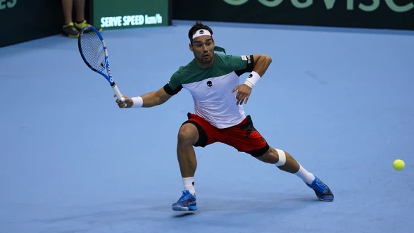 Fabio Fognini a jeho tenisová raketa Babolat Pure Drive